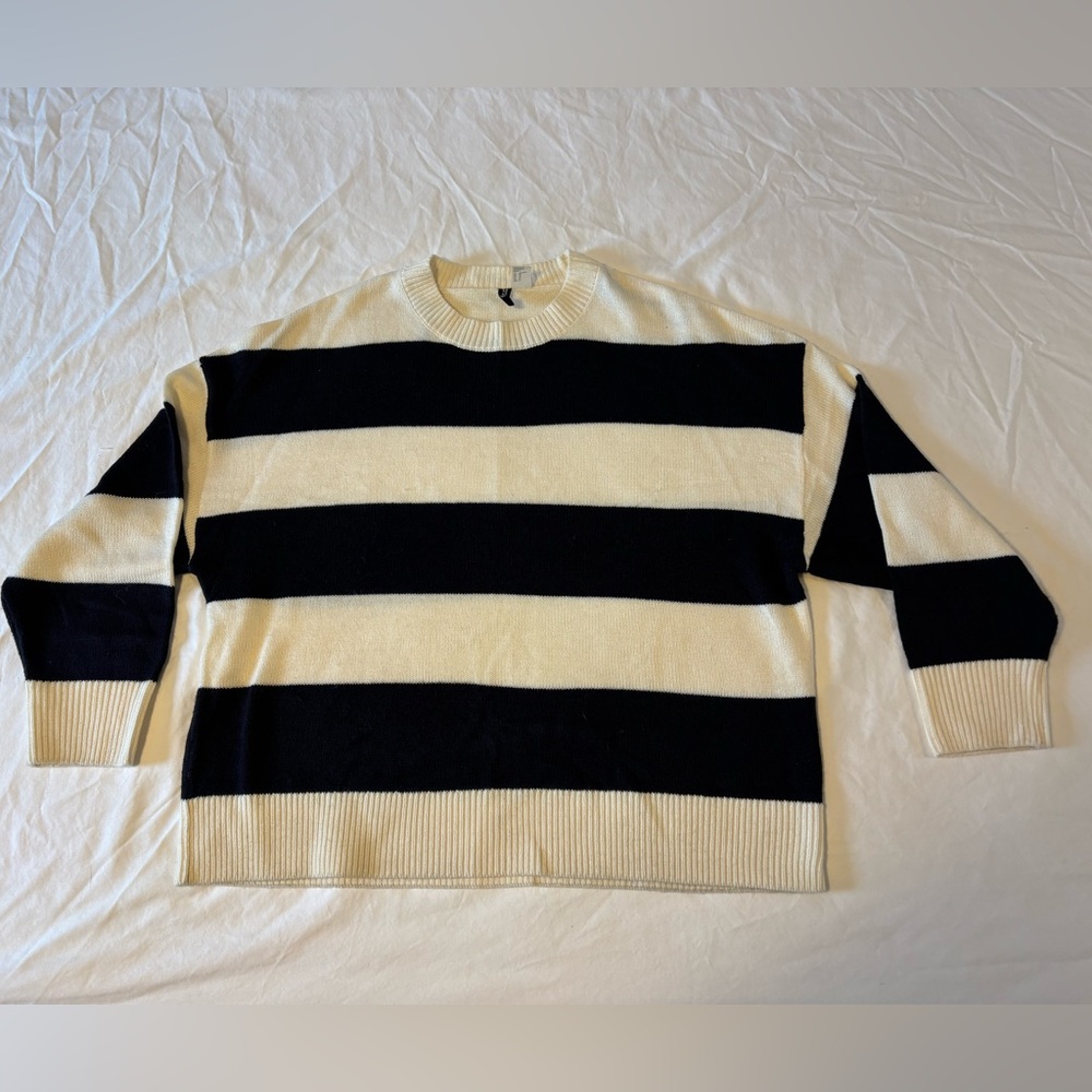 Navy and cream striped sweater